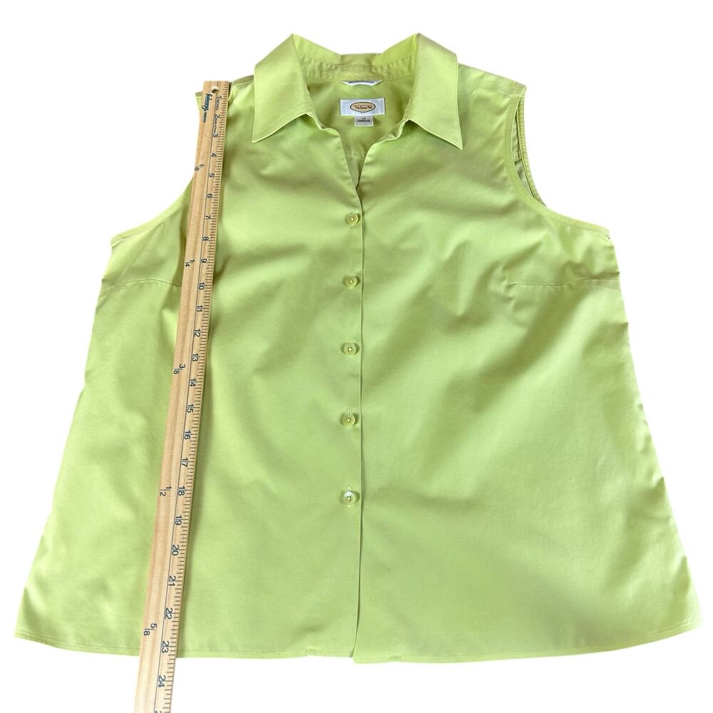 Talbots Top Women Sz 12 Lime Green Sleeveless Wrinkle Resistant Button Up Blouse - Picture 11 of 11